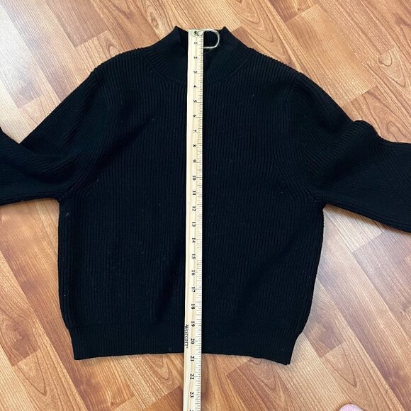 Zara Knit Black Cropped Puff Bishop Sleeve Sweater Sz S Small - Picture 8 of 9
